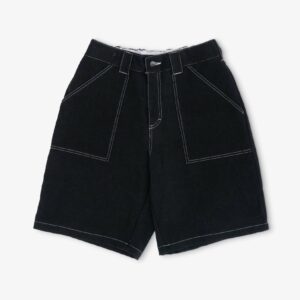 POETIC COLLECTIVE - PAINTER SHORTS BLACK DENIM W. WHITE STICHING