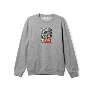POETIC COLLECTIVE - BURNING SKULL CREWNECK HEATHER GREY